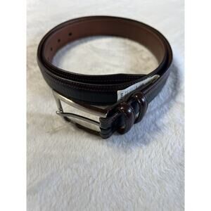 New Johnston Murphy 36 Mens Dress Belt Black Brown Silver Buckle 76-44049